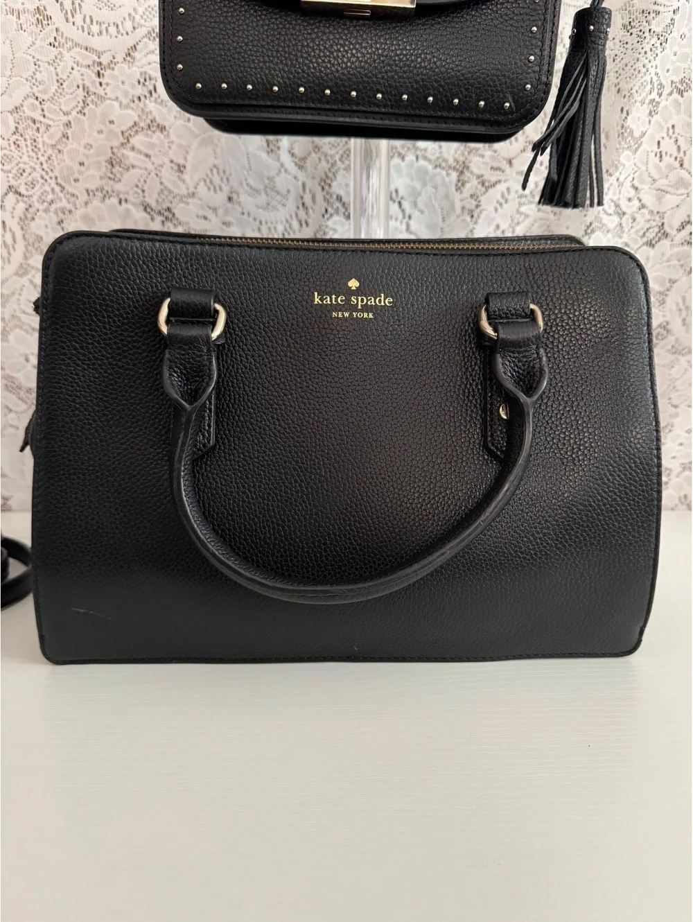 Kate Spade Black Leather Handbag & Studded Crossbody 2-Piece Bundle